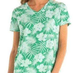 Fresh Produce Palm Green Shadow Floral V-Neck Tee